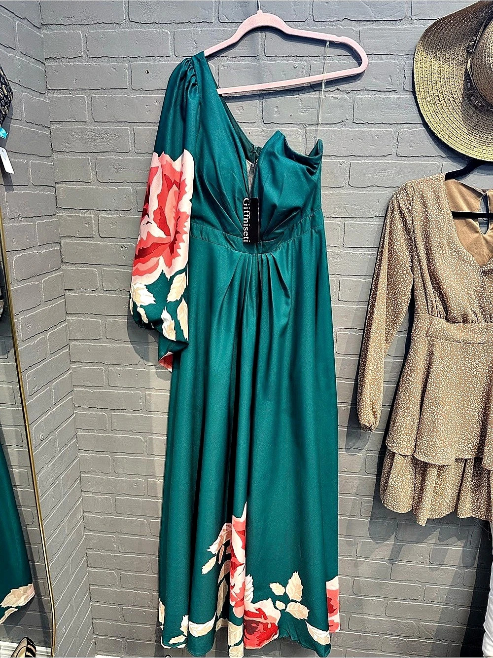Giffiniseti Floral Maxi Dress in Green & Pink